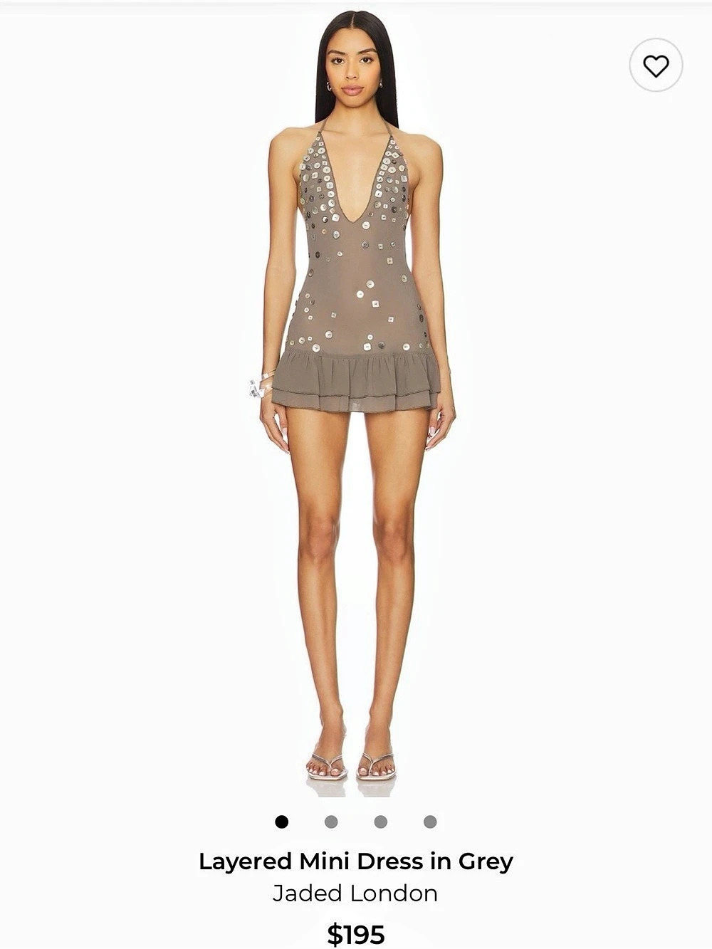 Jaded London Layered Mini Dress Embellished Gray